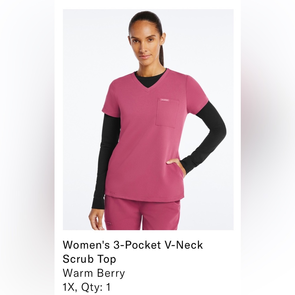 Jaanuu 3 Pocket V-Neck Scrub Top
